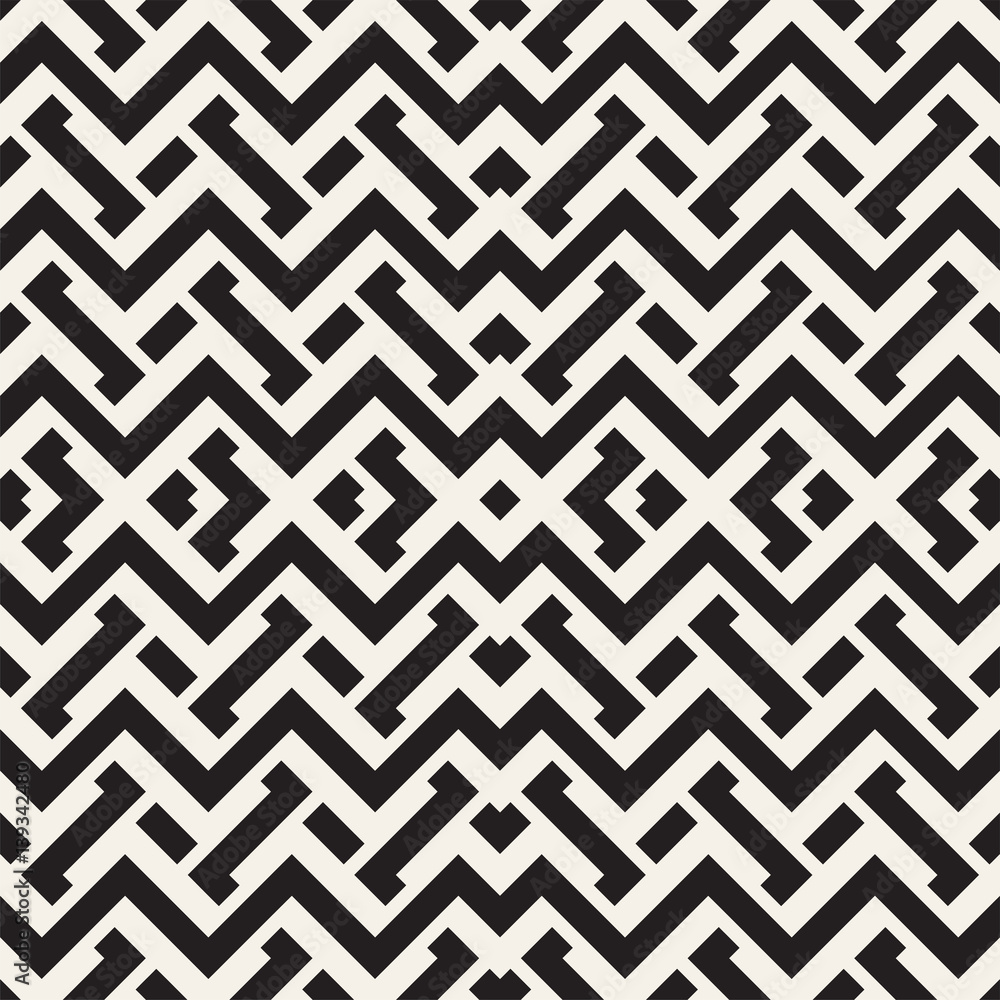Interlacing Lines Maze Lattice. Ethnic Monochrome Texture. Vector Seamless Black and White Pattern Interlacing Lines Maze Lattice. Ethnic Monochrome Texture. Vector Seamless Black and White Pattern