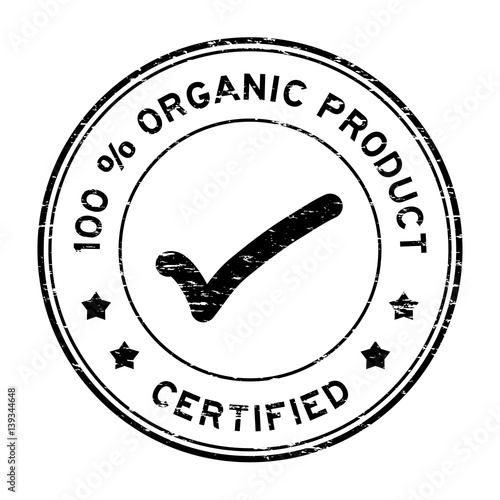 Grunge black 100 percent organic product certified round rubber seal stamp