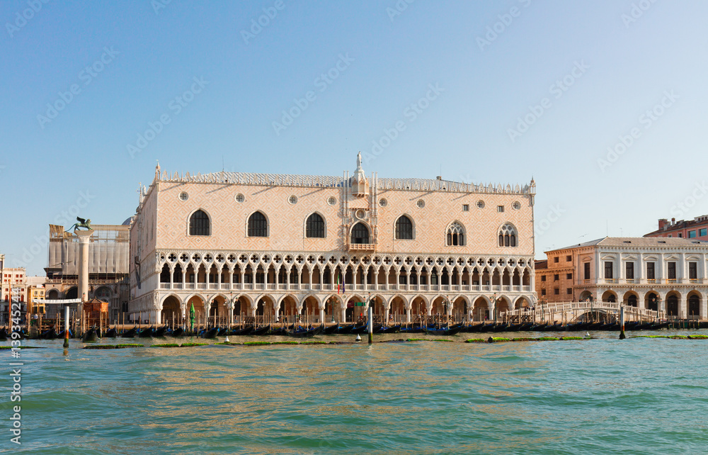 San Marco embankment and Doge palace waterfront at summer day, Venice, Italy