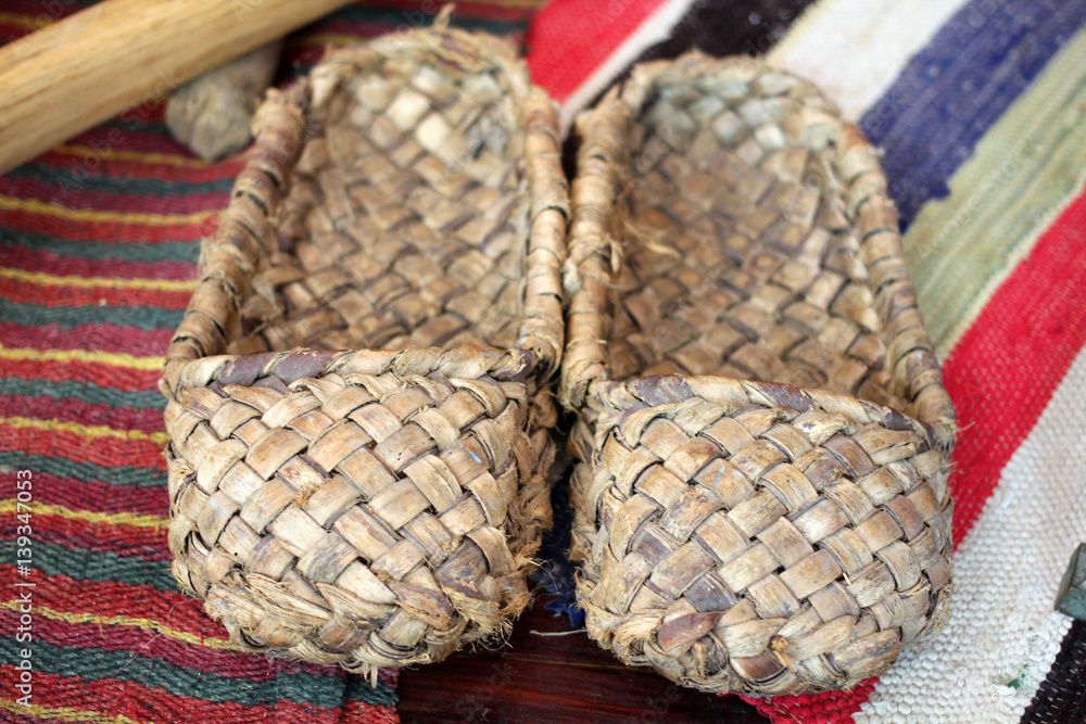 Old bast shoes (traditional russian footwear)