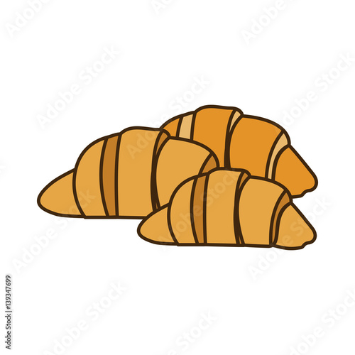 colorful silhouette set croissant bread icon vector illustration