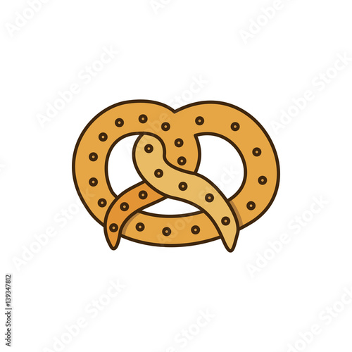 colorful silhouette pretzel baked product food icon vector illustration