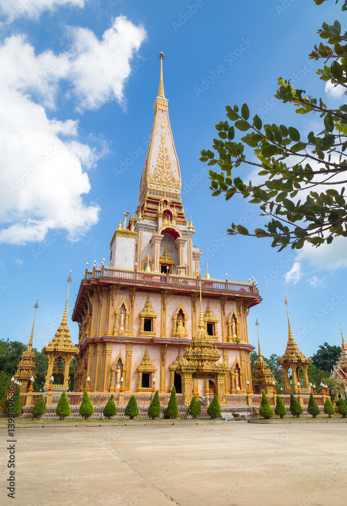 Pagoda at Wat Chalong or Chalong temple in Phuket , Thailand.