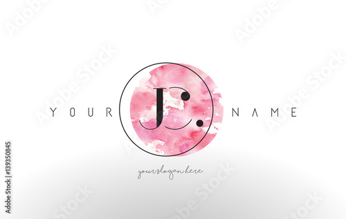 JC Letter Logo Design with Watercolor Circular Brush Stroke.