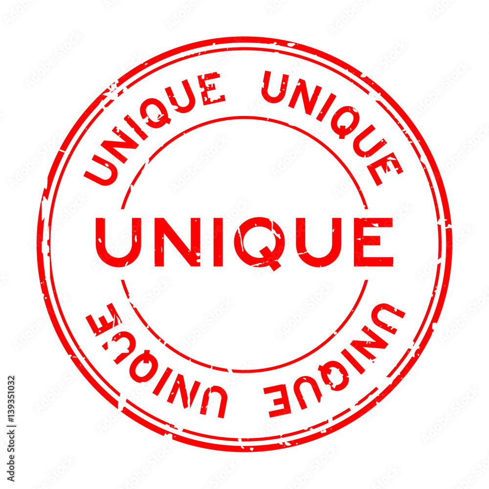 Grunge red unique round rubber seal stamp on white background Grunge red unique round rubber seal stamp on white background