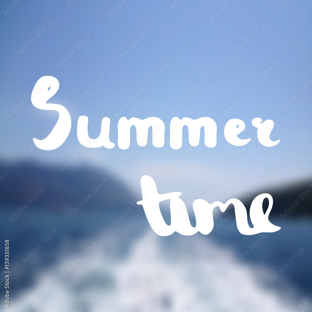 Fototapeta premium Brush lettering composition. Phrase Hello Summer. Vector illustration.