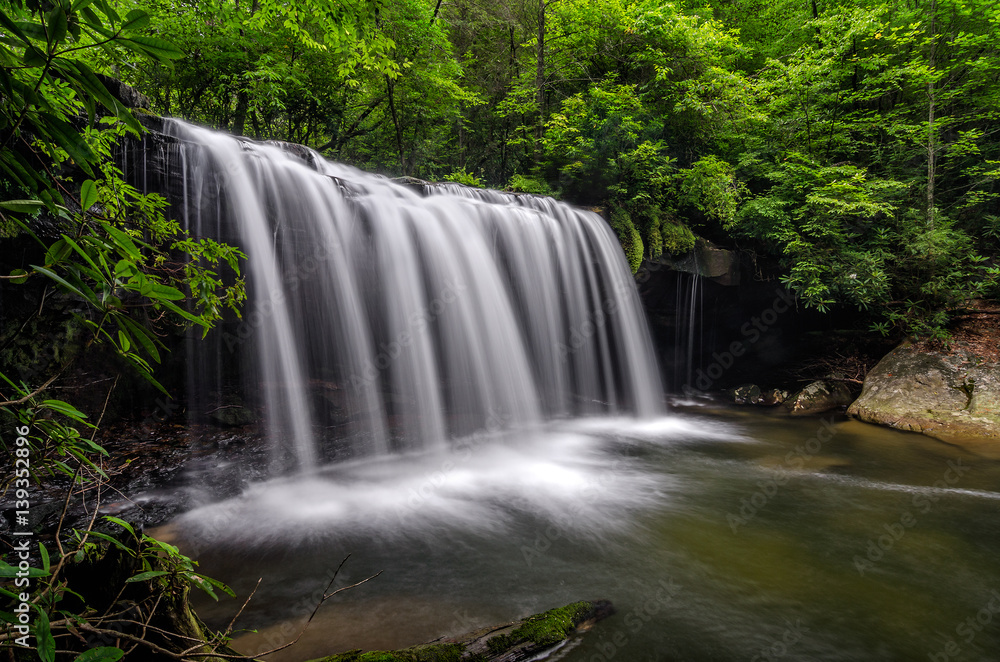 Scenic waterfall, summer foliage, Appalachian Mountains Scenic waterfall, summer foliage, Appalachian Mountains