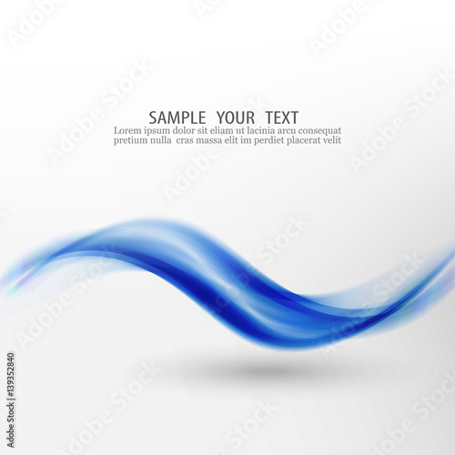 Blue transparent wave of smoke on a white background.The design element of the web site,brochure,banner,poster.