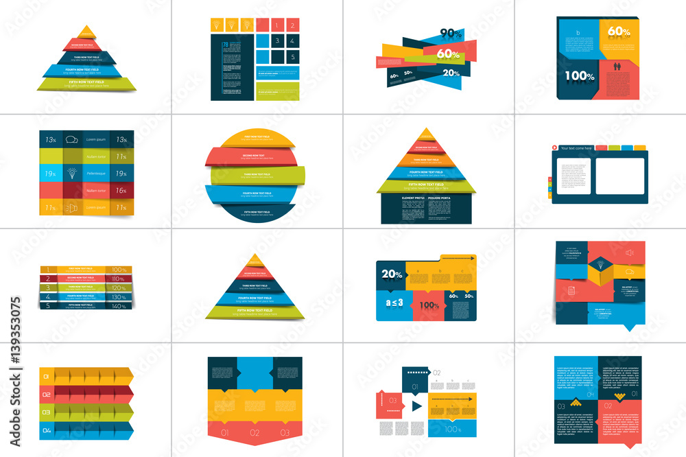 Big set of tables, schedules, banners. Step by step infographic. Stock ...