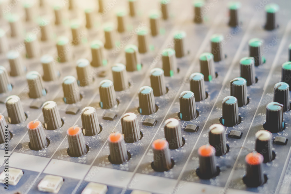 Fototapeta premium Sound mixer controller,Close up sound mixer