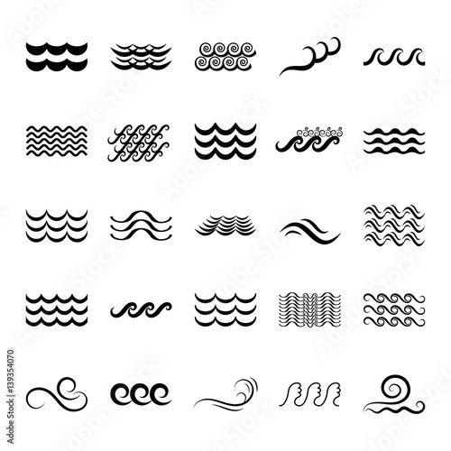 Wave Black And White Icons