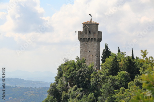 Tower Montale or Terza Torre  the third of the three towers on a peak of Monte Titano in San Marino  Italy