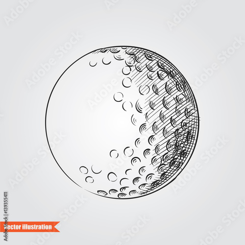 Ball for golf hand drawn sketch  isolated on white background. Sport item elemenets vector illustration