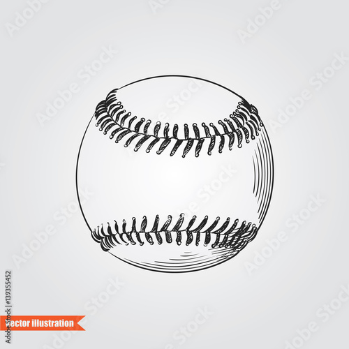 Ball for baseballl hand drawn sketch  isolated on white background. Sport item elemenets vector illustration