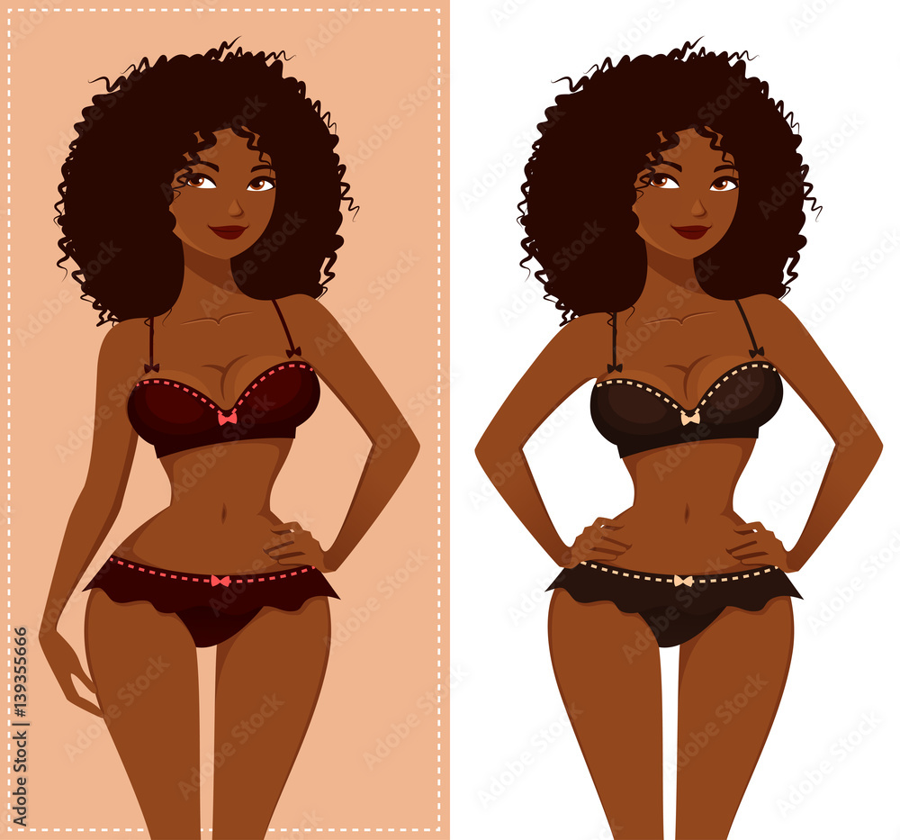 sexy African American girl in lingerie Stock Vector | Adobe Stock