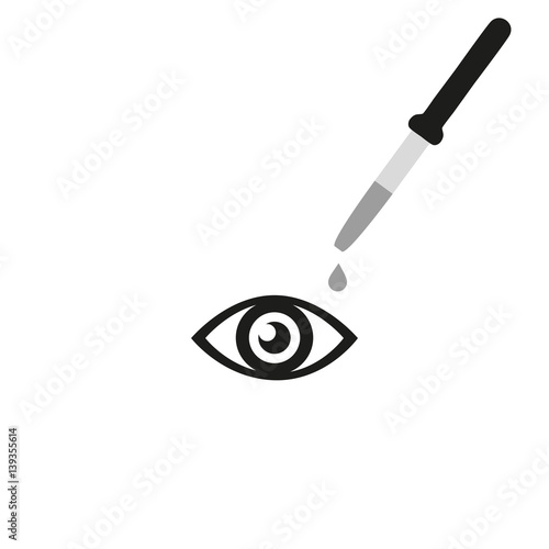 Eye drops pipetted onto a white background