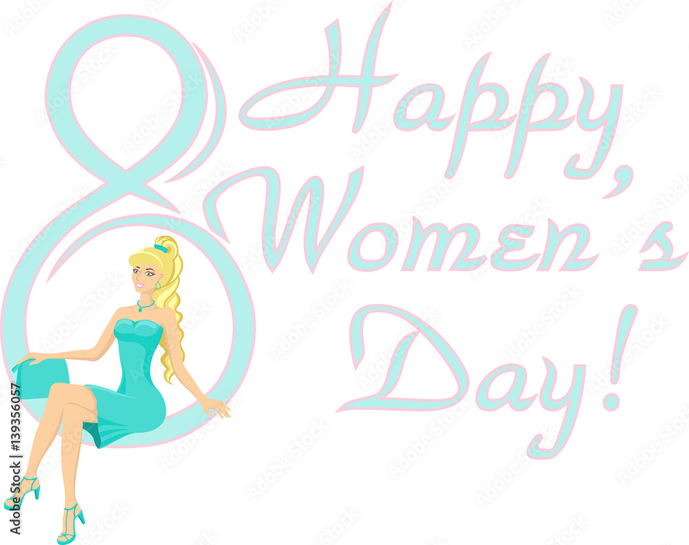 8 March. Happy women's Day card. 8 March. Happy women's Day card.