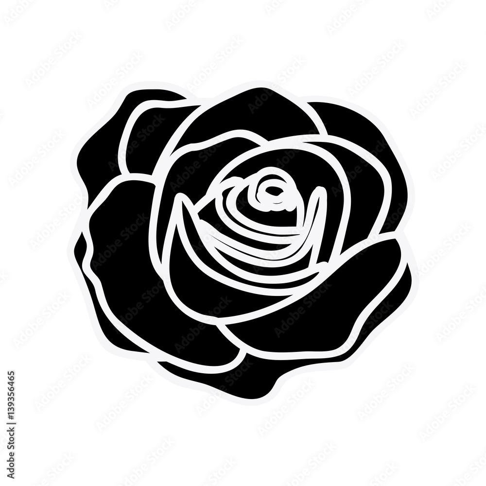 black silhouette with rose flower vector illustration black silhouette with rose flower vector illustration