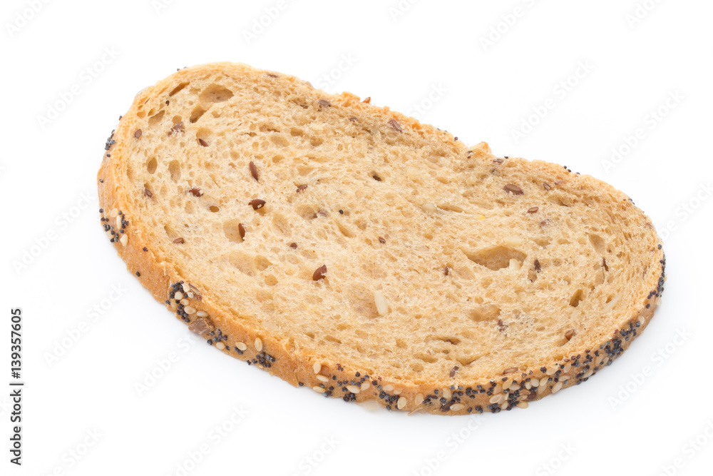 Sliced white bread with cereals. Isolated over white background. Sliced white bread with cereals. Isolated over white background.