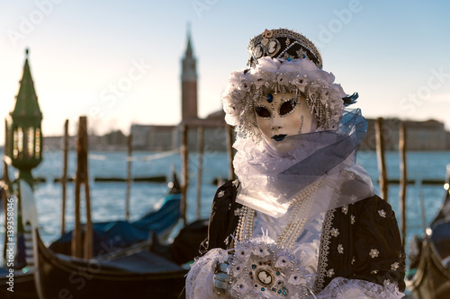 Beautiful Venetian mask in carnival with typical background © phokrates