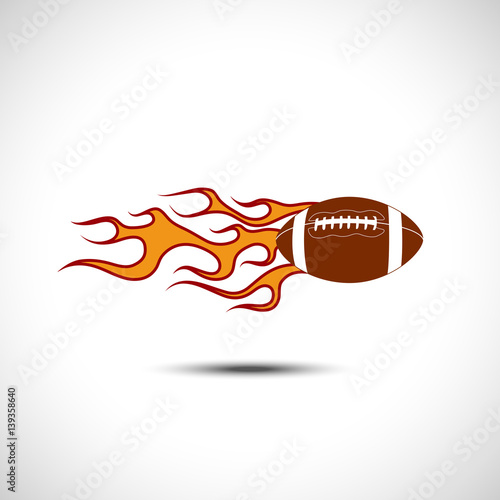 Color American football on Fire Logo. Fireball icon Vector Illustration. Sport Concept.
