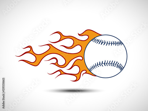 Color Baseball on Fire Logo. Fireball icon Vector Illustration. Sport Concept.