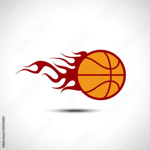 Color Basketball on Fire Logo. Fireball icon Vector Illustration. Sport Concept.