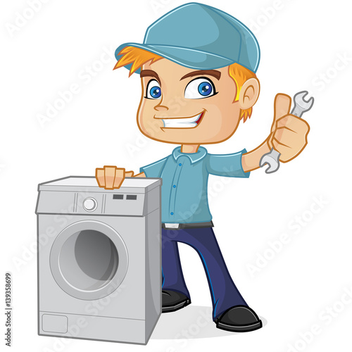 HVAC Technician holding washing machine