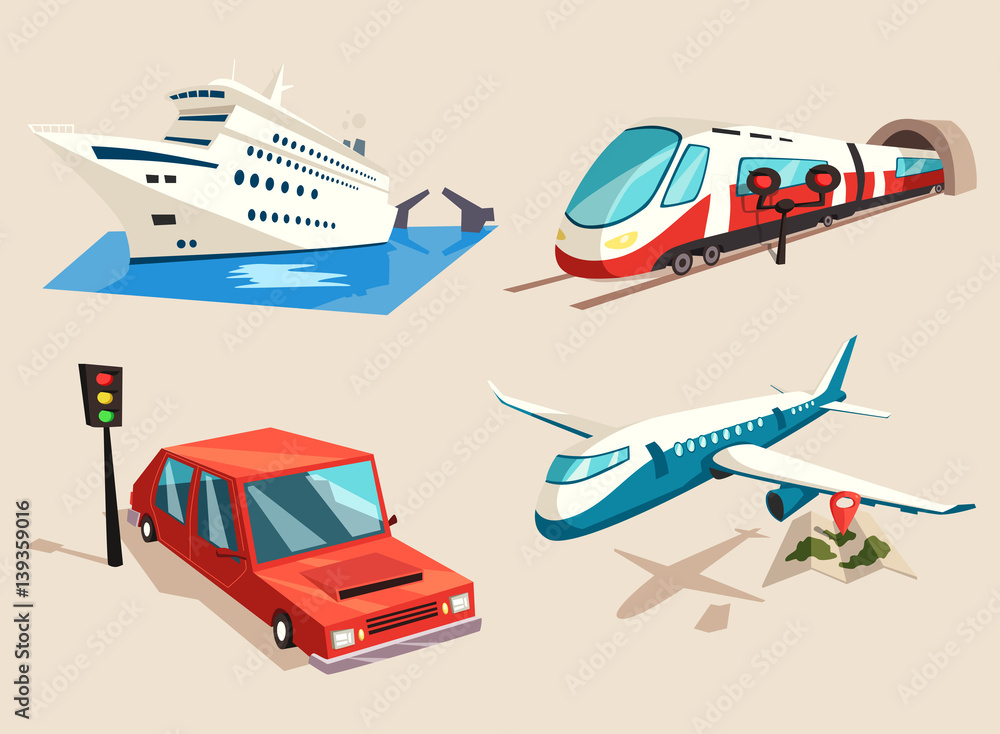 Airplane and train, car or automobile and train