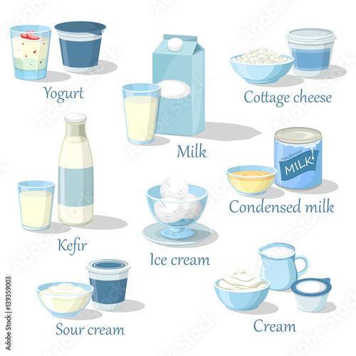 Yogurt and kefir, cottage cheese and ice cream