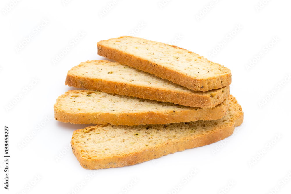 Garlic and herb bread slices. Eco food. Garlic and herb bread slices. Eco food.
