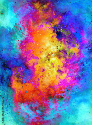 abstract background with multicolor space structures, crackles and spots. © jozefklopacka