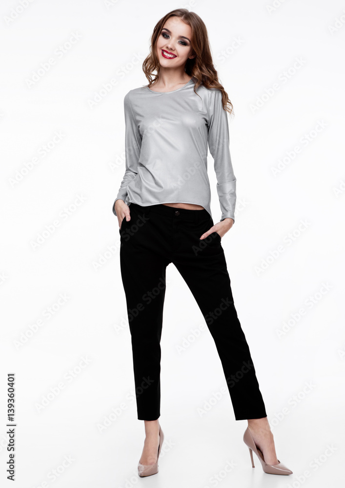 Beautiful fashion model wearing silver top Beautiful fashion model wearing silver top