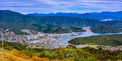 Panoramic View of the Town of Picton, New Zealand photo