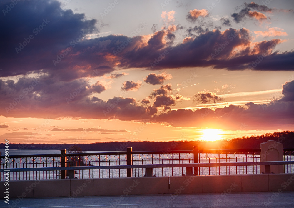 Sunset behind Scenic Bridge