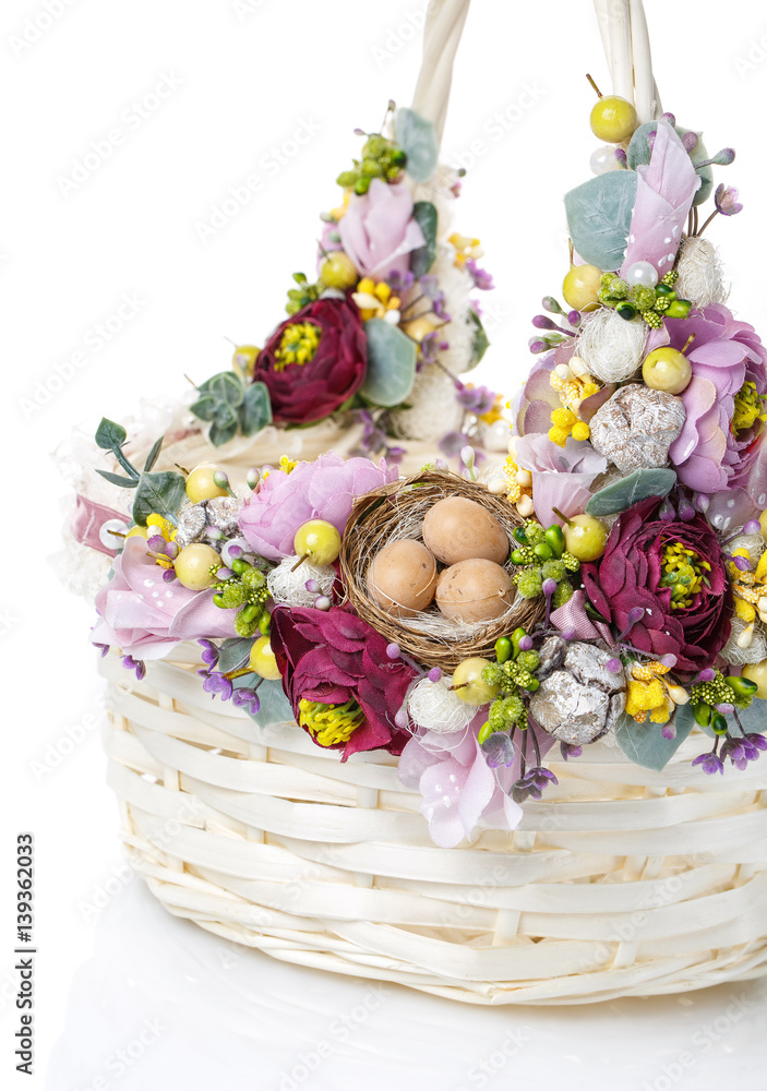 Easter basket on a white background