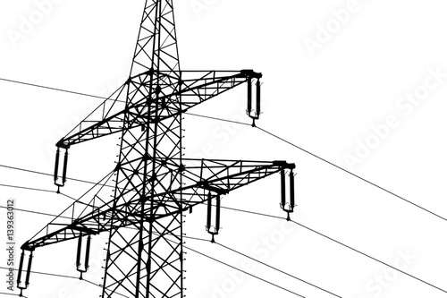Illustration silhouette of a power line