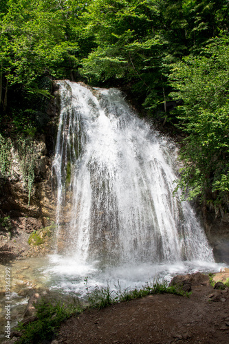 Beautiful Waterfall Djur-Djur in Ukraine  Crimea  Summer