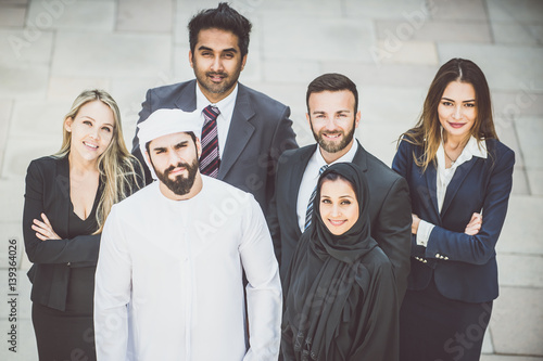 Photography Arabic and western business people portrait. Motivational concept