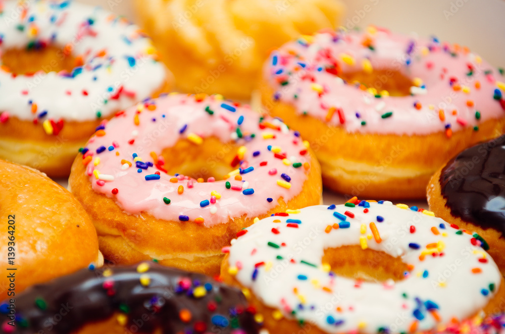 Donuts macro close up