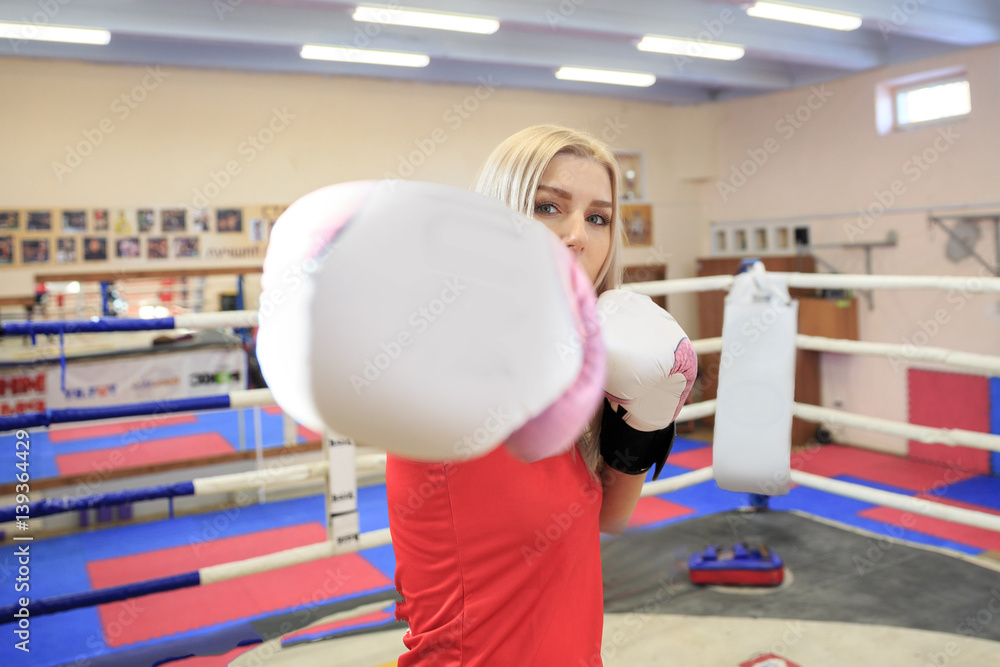 Muay Thai girl. World WMF Amateur Champion Muay Thai. Fighting on sport box  ring. Young adult woman kickboxing training exercise on the sport box ring.  Stock Photo | Adobe Stock