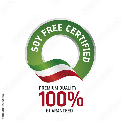 Soy Free Certified green ribbon label logo icon