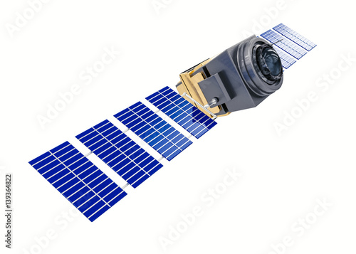 artificial satellite space telescope concept 3D rendering isolated on white