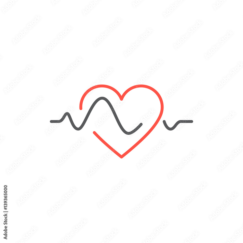 Vector heart beat line icon. Healtcare concept