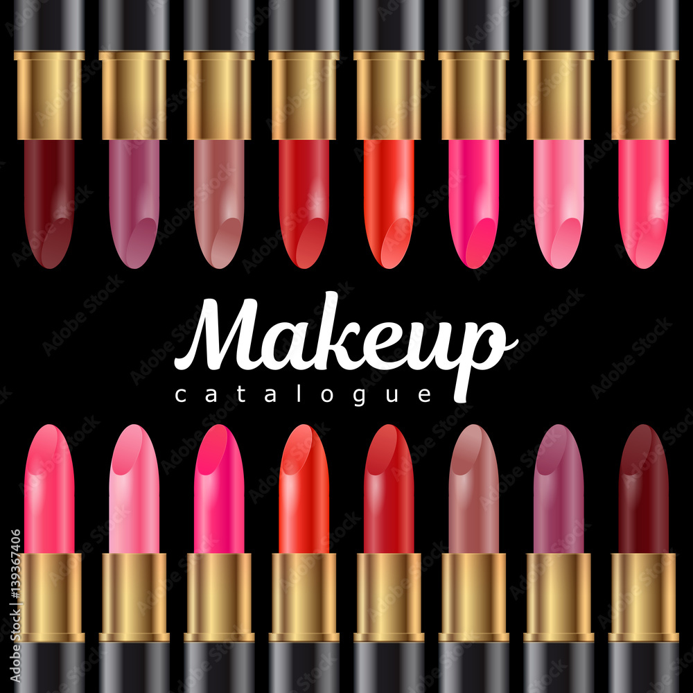 Obraz premium make up cataloque template with lipstick