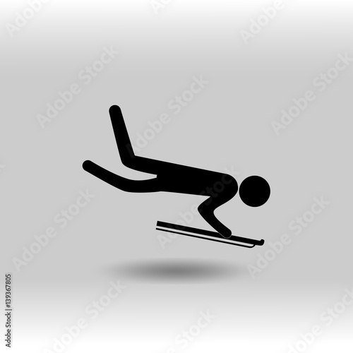 eps 10 vector Skeleton sport icon. Winter sport activity pictogram for web, print, mobile. Black athlete sign isolated on gray. Hand drawn competition symbol. Graphic design clip art illustration
