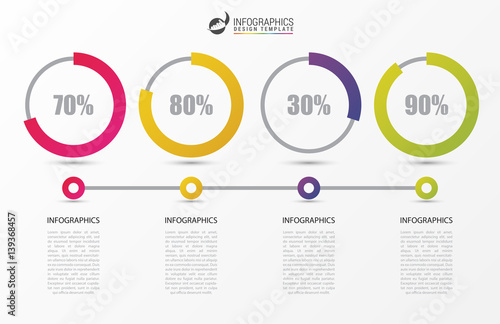 Inforgraphic design template. Timeline concept with percent