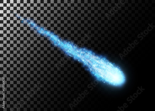 Flying meteor, cosmic object. Vector illustration.