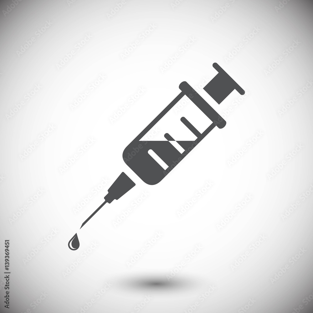 Injection syringe flat icon vector for medical apps and websites Injection syringe flat icon vector for medical apps and websites