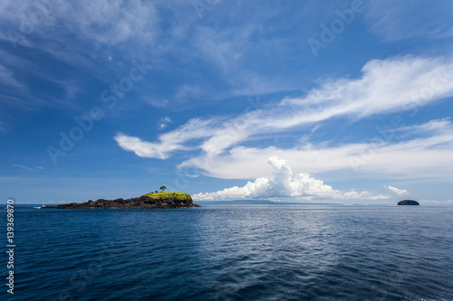 Seascape with small island is similar to whale and Dolphin